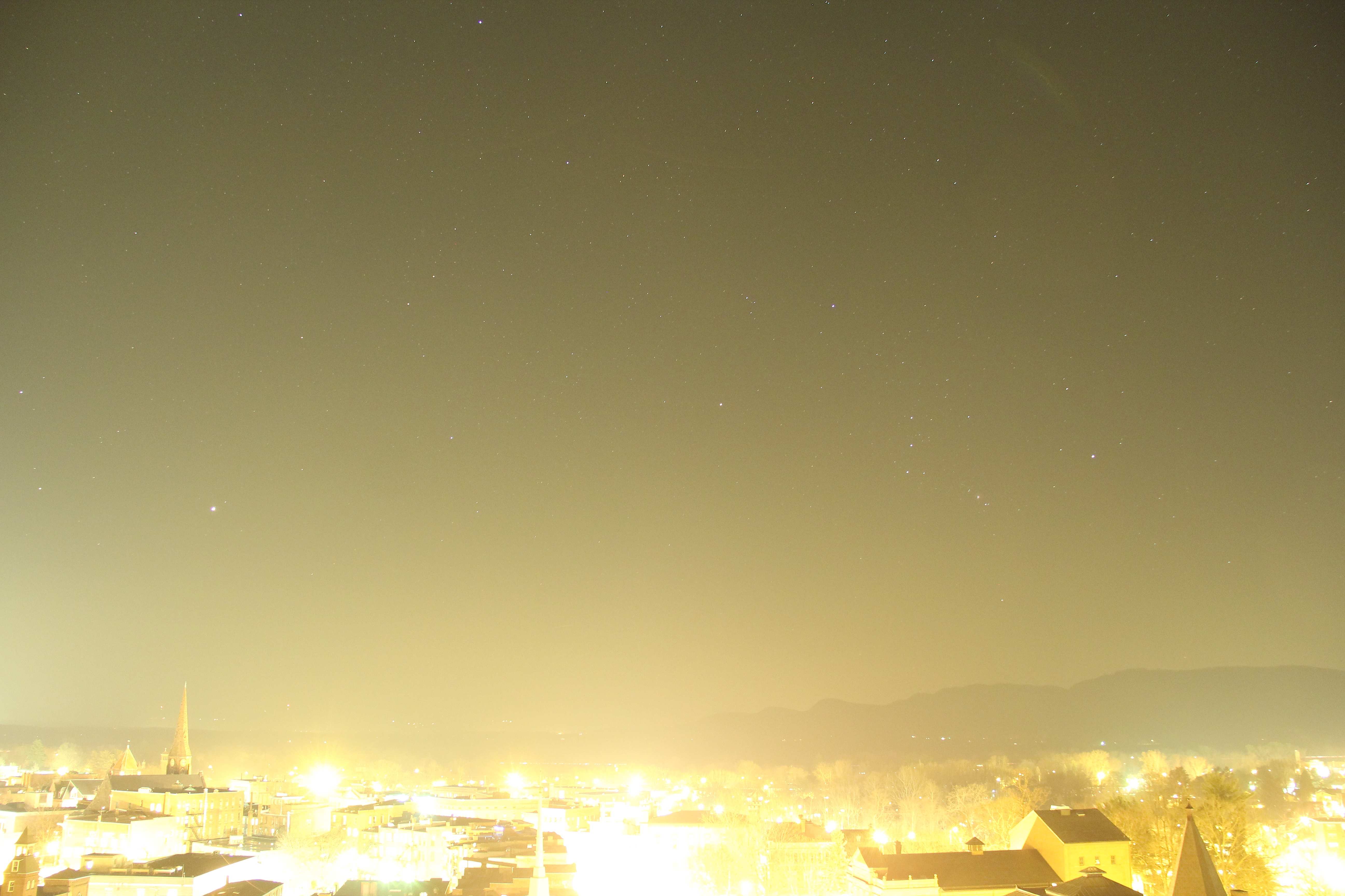 Light pollution from downtown Northampton, Massachusetts