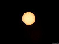 Total solar eclipse 2017 Aug 21: Second partial phase  TeleVue85 + TV focal reducer, 480mm f/5.6 ISO100 1/1000 sec with Thousand Oaks solar filter.