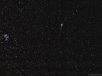Comet Lovejoy C/2014 Q2 and Pleiades  2015 Jan 13 Olympus Zuiko 50mm f/1.2 @ f/2.0 Canon 60Da 15 min ISO 1600