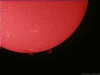 Sun in H-alpha  2012 Jan 24 Coronado SolarMax 90 H-alpha telescope Meade DSI Stack of 95 x 1/1000 sec