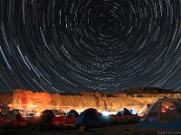 Polar Star Trails, Sandstone Cliffs, and Perseid Meteors, Chaco Culture National Historic Monument  Chaco Culture National Historic Park, NM