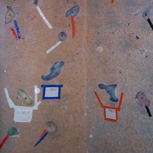 An array of climbing holds