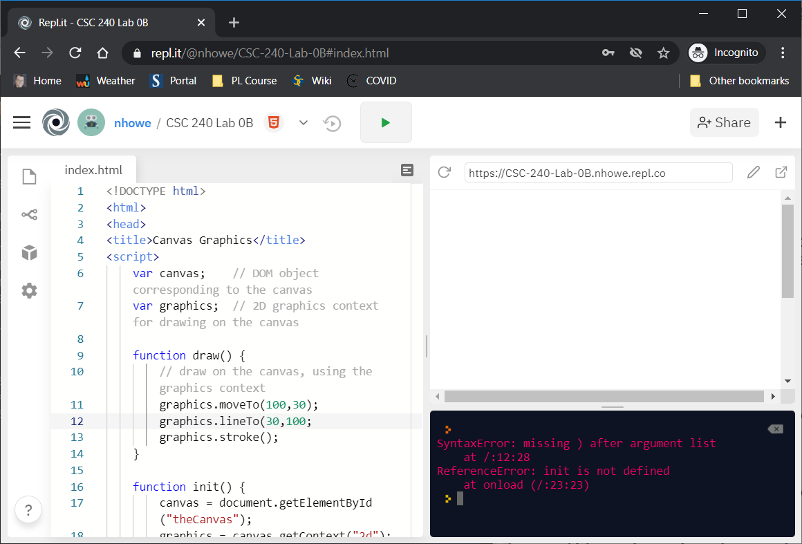repl.it error message