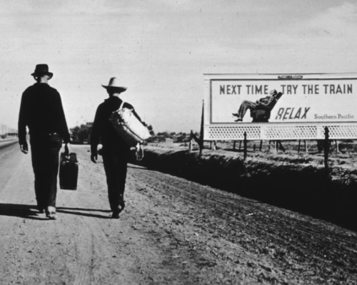 Two men who became unemployed in the Great Depression walking towards Los Angeles, California in search of work (from Amadeo, 2021).