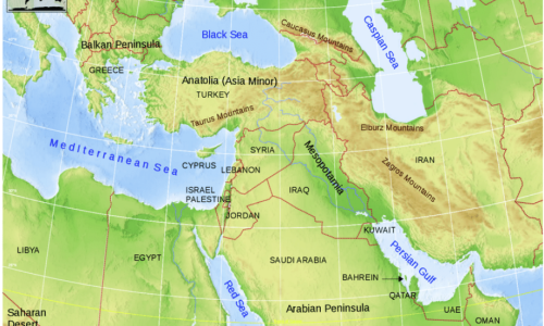 Map of the region where the green corridors appeared, including northern Africa, the Arabian Peninsula and the eastern Mediterranean (from Zittis, 2015).