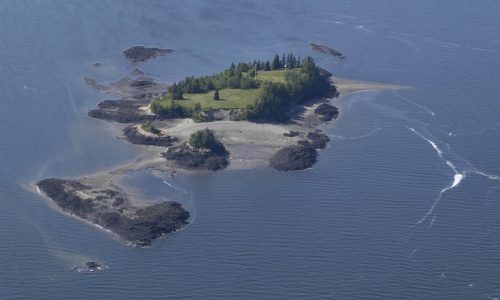 An overhead view of St. Croix Island, which today is an International Historic Site (from Visit Maine).