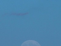 Full Moon rising over Skinner House, Mt. Holyoke, and airplane  Northampton, MA
